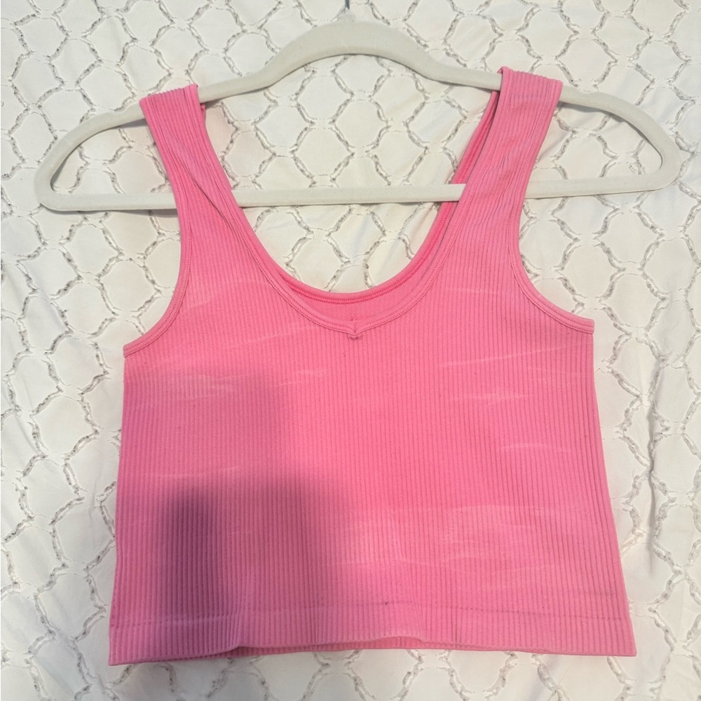 Hot Pink Ribbed Crop Tank Top